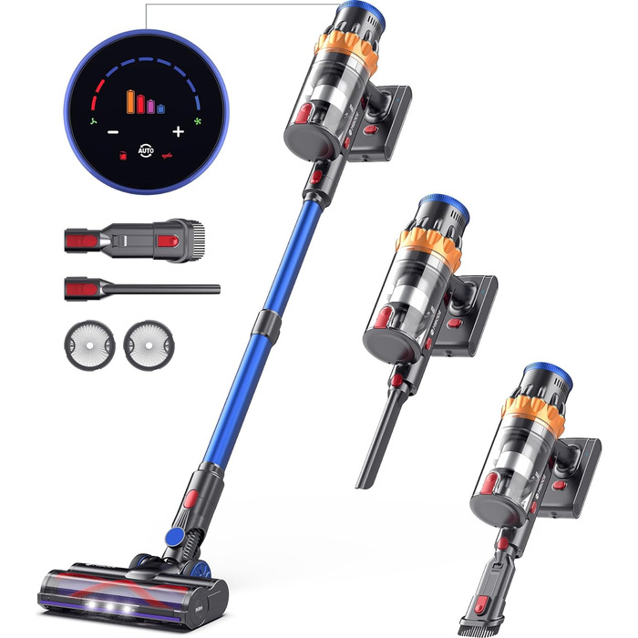 MIBODE Cordless Vacuum Cleaner, 45000Pa/550W/70Mins Vacuum Cleaner with Smart Display, Vacuum Cleaner with Automatic Mode & Anti-Tangle Brush for Carpets, Hard Floors, and Pet Hair