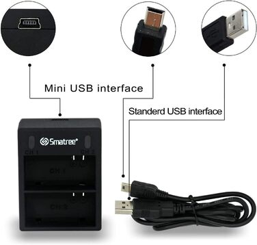 Акумулятор Smatree та швидке подвійне зарядне пристрій для GoPro HERO3+, HERO3 - заміна GoPro AHDBT-201, AHDBT-301, AHDBT-302, AHBBP-301, ACARC-001, AWALC-001 G3-1