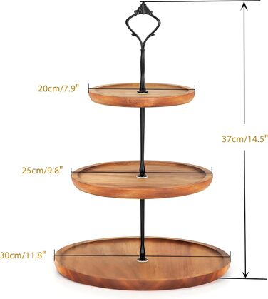Дерев'яний етажерка для тістечок та капкейків E-ROOM TREND | 1 ярус | з дубовим цоколем | для вечірок та чаю