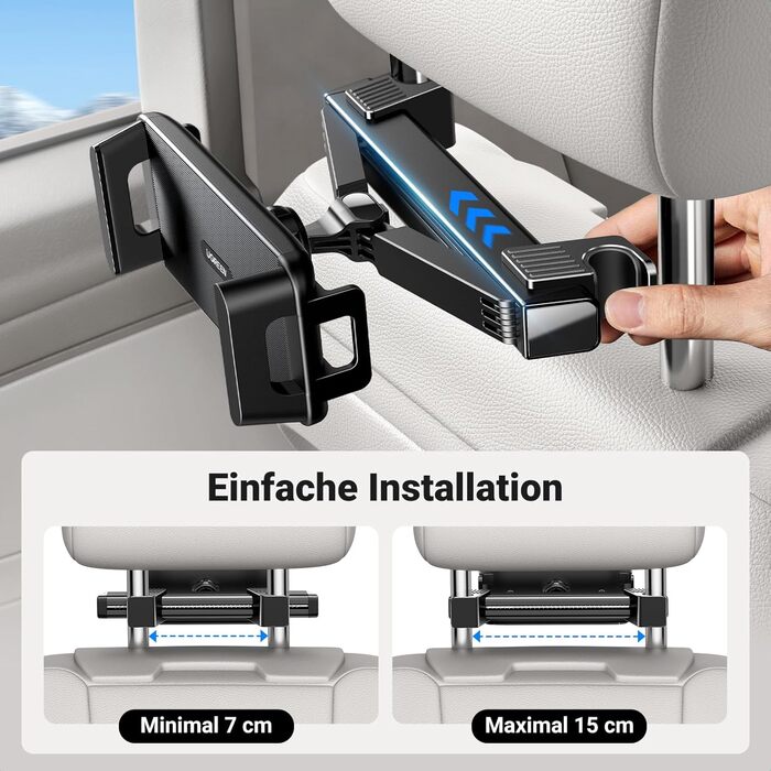 Утримувач для планшета UGREEN в авто, 360° обертання, регульований, універсальний, сумісний з 4.7-12.9 дюймів