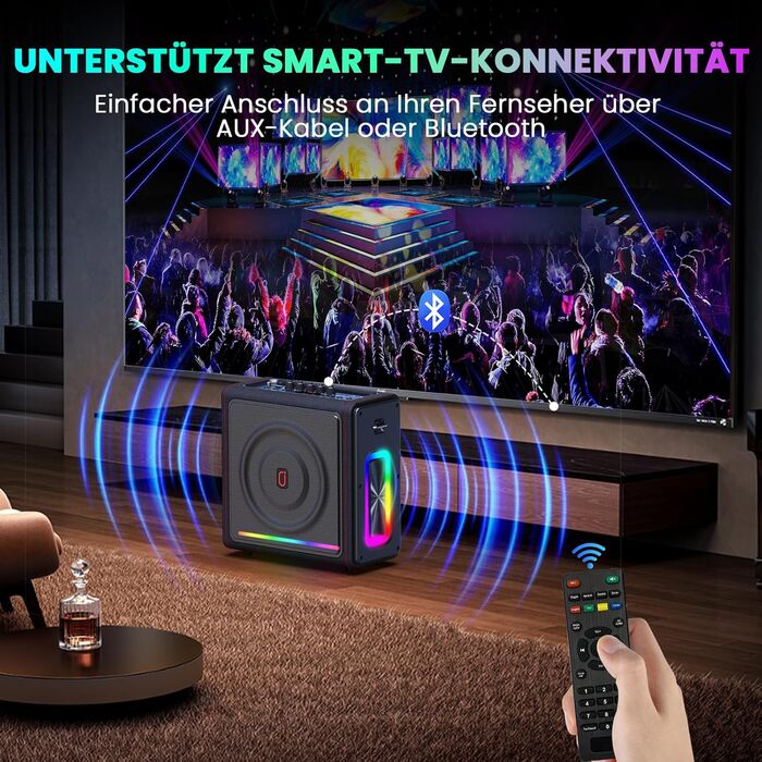 Караоке машина з 2 мікрофонами, портативна Bluetooth колонка з підсвіткою, FM, USB, TF, AUX, TWS, для дорослих та дітей, MS78