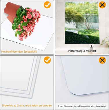 3 самоклеючі дзеркальні наклейки на плитку, 40 x 30 см, гнучка дзеркальна плівка, акриловий дзеркало для стін, дверей, ванних кімнат та шаф, 3 шт. 30*40 см