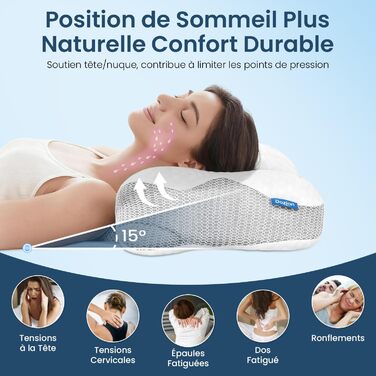 Подушка для шиї з ефектом пам'яті Memory Foam, анатомічна для сну на боці та спині, бежева