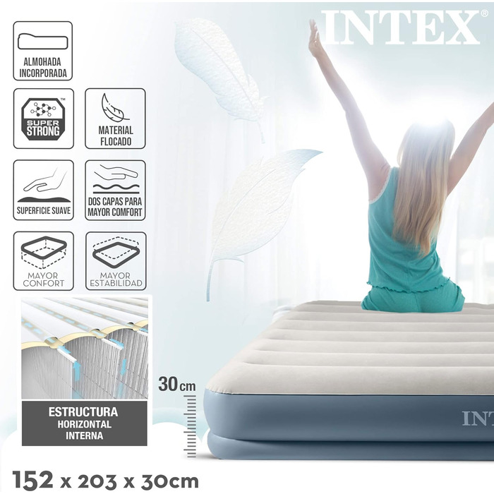 Надувний матрац Intex Dura-Beam Standard, 203 x 152 x 30 см, California King, кольоровий