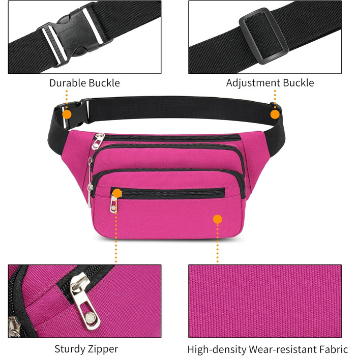 Поясна сумка на пояс, унісекс, сучасна, для подорожей, прогулянок, собак, чоловіча та жіноча (Рожево-червоний)
