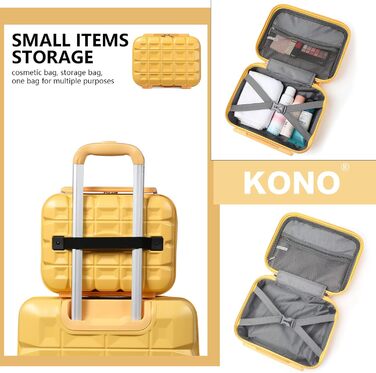 Набір валіз KONO 2 в 1: велика валіза (54 см) та косметичка (жовтий)