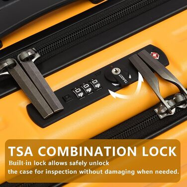 Чемодан ручної поклажі TydeCkare з відділенням для ноутбука, фронтальним доступом, TSA замком та телескопічною ручкою, ABS+PC, помаранчевий