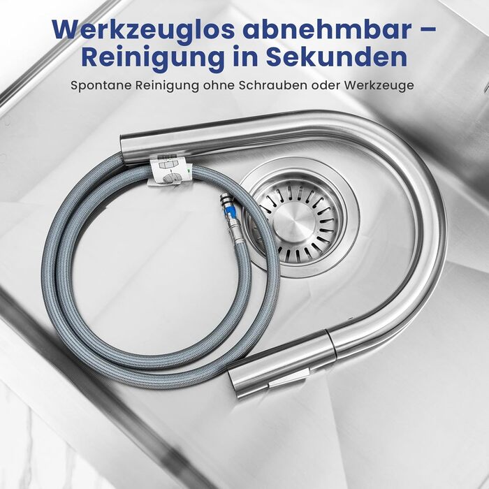 Чорний кухонний змішувач CECIPA SOFETIY SERIE з висувною лійкою, нержавіюча сталь, 360° обертання, 2 режими струменя