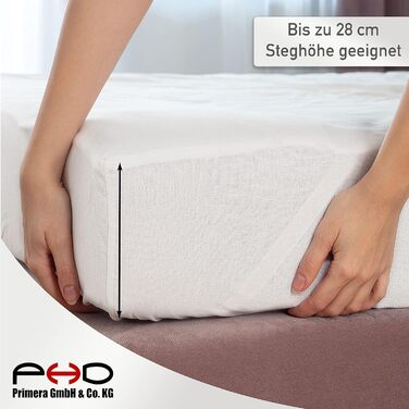 PHD Primera Mattress Protector 200x200 cm - Washable at 60°C and recommended for allergy sufferers for more hygiene in bed. Mattress pad and mattress protector for mattress, box spring bed, and topper for 200 x 200 White