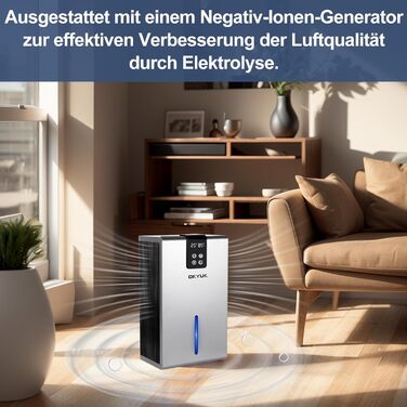 Електричний осушувач повітря 2800 мл з автоматичним вимкненням, LED-підсвітка, для дому, автодому, ванної, спальні, підвалу (сірий)
