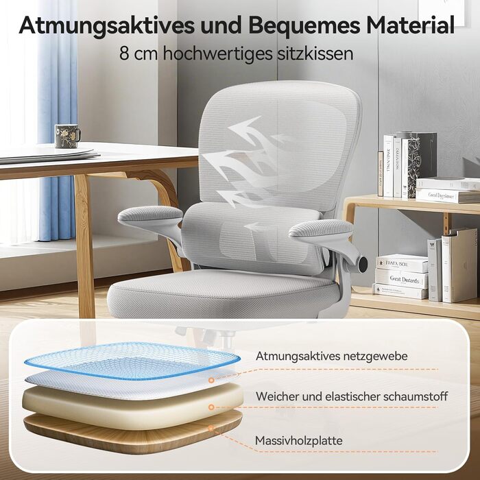 Офісний стіл Naspaulro: ергономічне крісло з регульованою підголівником, підлокітниками та підтримкою попереку. Динамічний поворотний стіл з дихаючою сіткою для дому та офісу (Сірий 2, без підголівника)