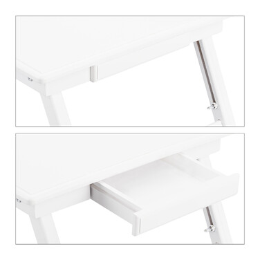 Relaxdays Bamboo Laptop Table White