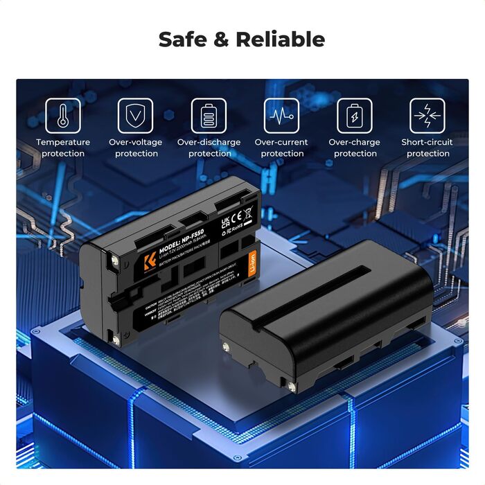 Акумулятори K&F CONCEPT NP-F550 2600mAh (2 шт.) + LED-зарядний пристрій (сумісні з Sony NP-F550)