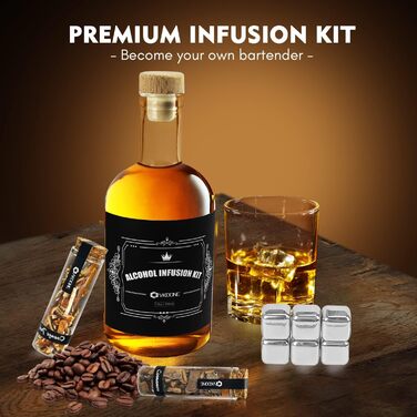 Набір для виготовлення віскі: інфузія, 8 дерев'яних стружок, кубики льоду з нержавіючої сталі, мірний стакан, барна ложка, воронка