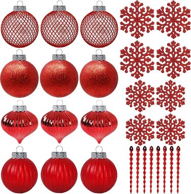 Набір прикрас для ялинки SLEETLY 28 шт. Біле золото: кулі, крижані шматочки та сніжинки (Рожевий)