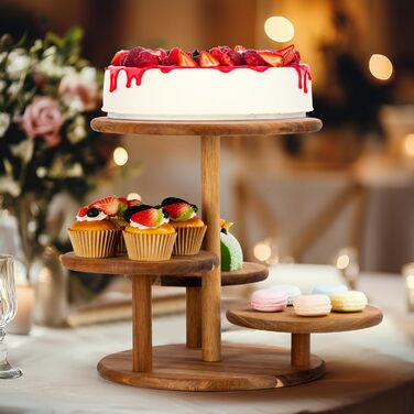 Дерев'яний етажерка/стійка для тортів та капкейків E-ROOM TREND | 4 яруси | для вечірок, дня народження, дитячого свята