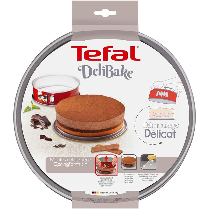 Форма для випічки Tefal Delibake з кришкою, 23 см, червона карбонова, кругла