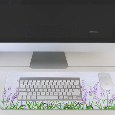 Мат для миші Sakura з квітковим дизайном, XL, 31.5 x 11.8 см, чорний, лавандовий