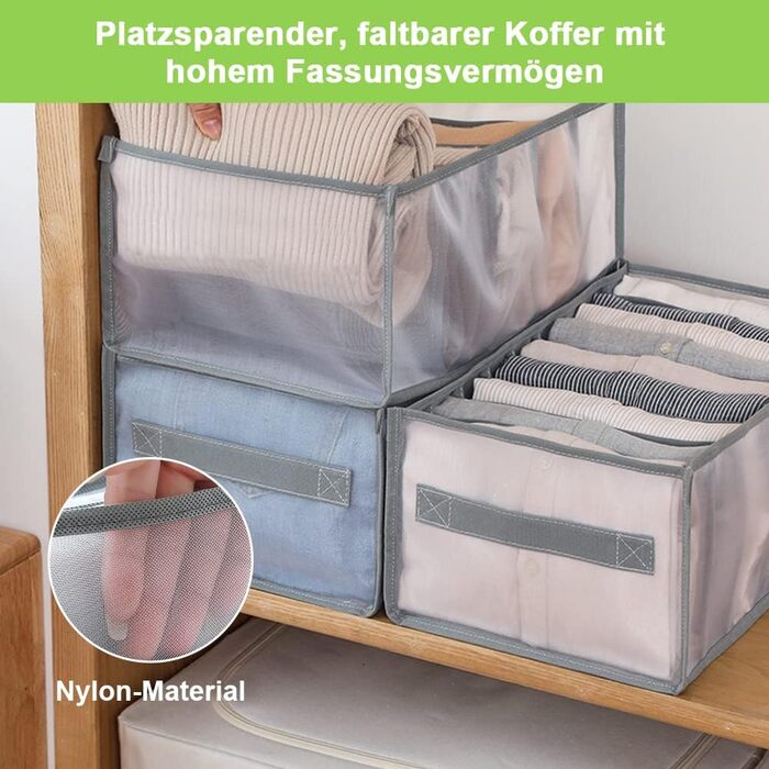 Joycabin 5-Piece Closet Clothes Organizer, Mesh Clothing Storage Box for Jeans, Pants, T-Shirts, Shirts, Storage Boxes Drawer Boxes, Clothes Storage Box