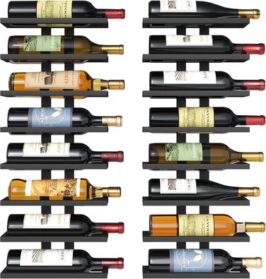 Настінна вітрина для вина FAVOOOSTY з 8 ярусами, металева, чорна (2 шт.)