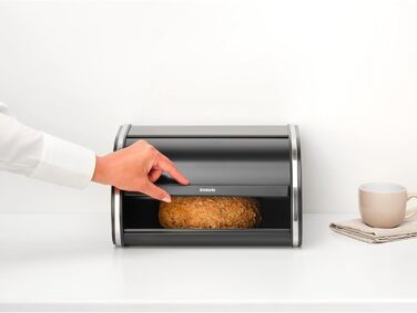 Брабантія Rollbrotkasten - компактна коробка для зберігання хліба, багелів та булочок, сталь, чорний матовий, середній розмір