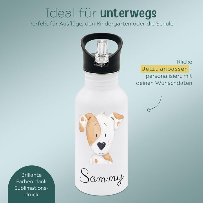 Дитяча термопляшка з нержавіючої сталі Wunderwunsch® з іменем - 500 мл - з трубочкою | Персоналізований подарунок для дитини