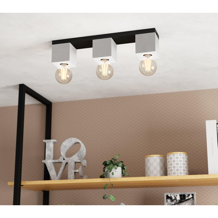 Настільна лампа EGLO Prestwick: вінтажний дизайн, індустріальний стиль, бетон, сірий колір, вимикач, патрон E27