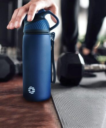 Фляга спортивна Fjbottle Edelstahl 1 л темно-синя з магнітною кришкою, BPA-free. Термофляга для школи, фітнесу, води, газованих напоїв