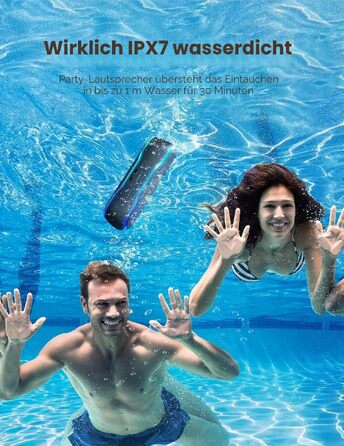 Bluetooth колонка AY з підсвіткою, водонепроникна IPX7, стереозвук, мікрофон, 24 год роботи, чорна