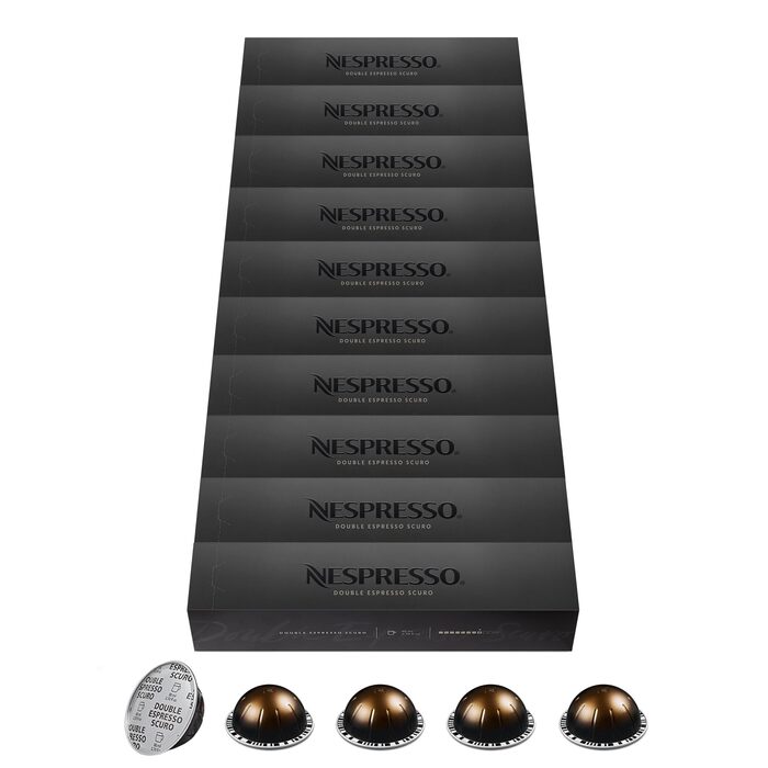 Кава Nespresso Vertuo Double Espresso Scuro: 100 капсул Arabica & Robusta, інтенсивна обсмажка для подвійного еспресо | Сумісна з Vertuo