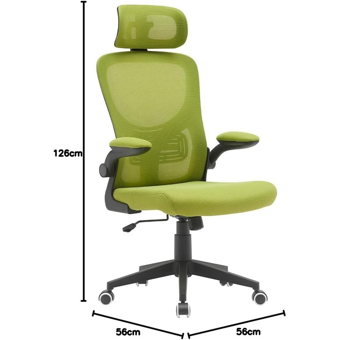 Офісне крісло BAKAJI, нейлон, зелене, 56 x 116-126 см