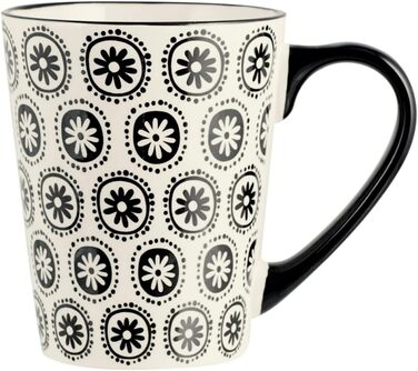 Набір келихів, чашок Vhera, 6 шт., Stoneware, чорно-білий декор, 350 cc, сучасний дизайн