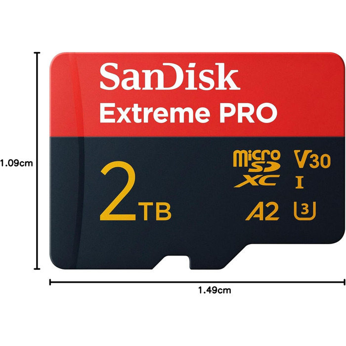 Карта пам'яті SanDisk Extreme PRO microSDXC UHS-I 2TB (A2, Class 10, V30, U3, 200 MB/s) з адаптером та RescuePRO Deluxe для смартфонів, дронів та екшн-камер