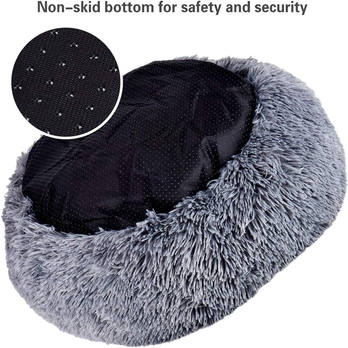 Кішечка Квіточка: М'яке кругле ліжко для котів та собак, 50 см, сірий колір