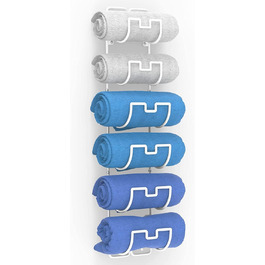 Настінна тримач для рушників з 6 секціями для ванної кімнати, органайзер для рушників та гостей, економія місця, білий