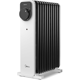 Електричний масляний радіатор Midea 2000W з 11 ребрами, 3 режими нагріву, термостат, захист від перекидання та перегріву, тихий, для дому та офісу