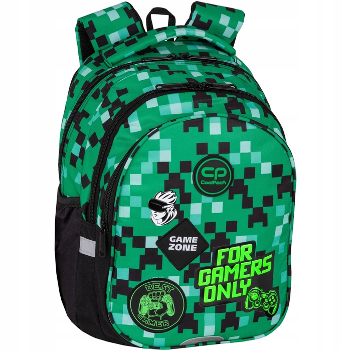 Багатовідсіковий шкільний рюкзак CoolPack, чорний з зеленим, 19 л