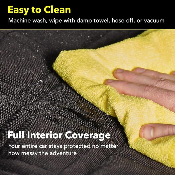 Захисний чохол на сидіння для собак Meadowlark XL, чорний. Повний захист авто, включаючи двері, підголівники та заднє сидіння. Водонепроникний, з міцною блискавкою та XL гамаком (60x64 дюйми).