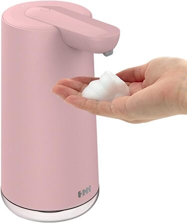 Frohsun Automatic Soap Dispenser - Rechargeable, Touchless, 350ml, IPX7 Waterproof, 2 Foam Settings, Motion Sensor for Kitchen, Bathroom & Hotel (Pink)
