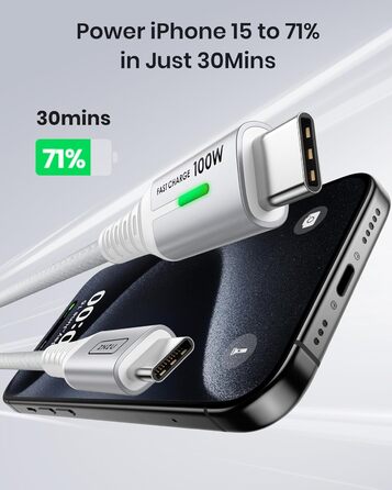 Кабель USB-C 100W з підтримкою PD3.0: 2M, нейлон, для iPhone, Samsung, Pixel, iPad, MacBook