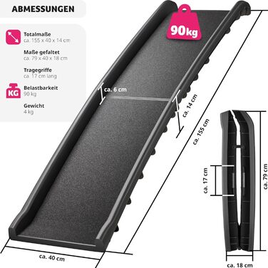 Рампа для собак Tectake®: складна, неслизька, до 90 кг, захист багажника, для авто, ліжка, дивану та сходів