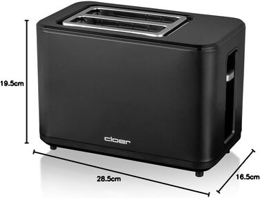 Тостер Cloer 3930 цифровий на 2 тости, сенсорне управління, 750-900 Вт, відлік часу, розморожування, підігрів, насадка для булочок, 7 режимів підсмажування, знімний лоток для крихт, чорний