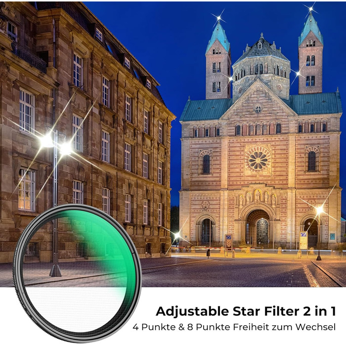 Фільтр-зірка K&F CONCEPT 52mm з 4/8 променями для ефектів зіркового світла (Nano-Klear)