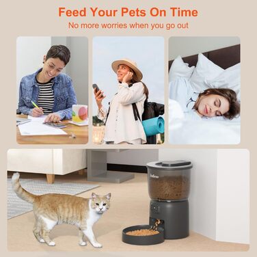 Автоматичний кормушка для котів Balimo 3L з Wi-Fi, програмування, для собак та котів, чорний