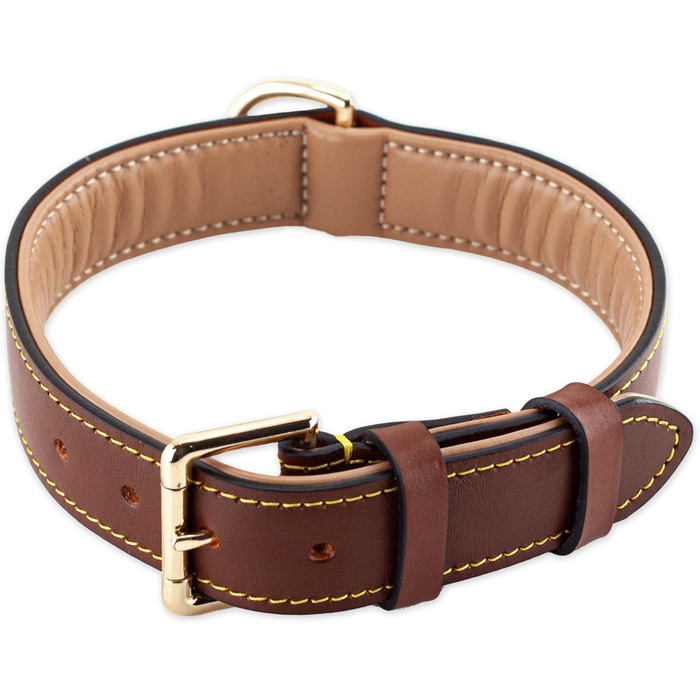 Нашийник для собак Brute Strength з натуральної шкіри, чорний, з чорними швами (XXL, 66-73 см)