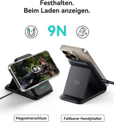 Станція зарядки MagSafe INIU 15W 3-в-1: для iPhone, Apple Watch, AirPods (з адаптером 20W та USB-C кабелем)