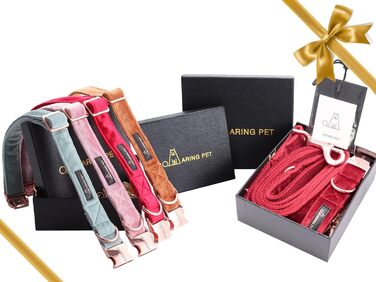 Нашийник та поводок для собак Aring Pet: надійний комплект для малих, середніх та великих собак (червоний, на Новий рік)
