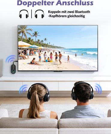 Bluetooth 5.3 адаптер 2-в-1: трансмітер та ресивер для передачі аудіо, чорний
