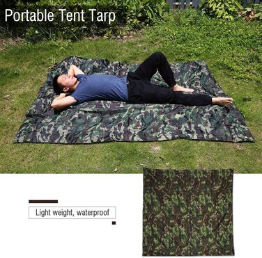 Nikou Camping Tarp - Camouflage Waterproof Camping Shelter Tent Tarp Movable Lightweight Rainproof Mat for Outdoor Picnic Camping (Size: 2 * 2M) 2*2M