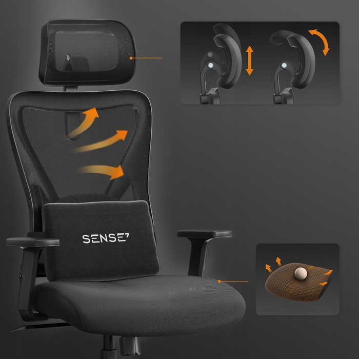 Офісне обертове крісло Sense7 Tone, оббивка з тканини, регульована висота